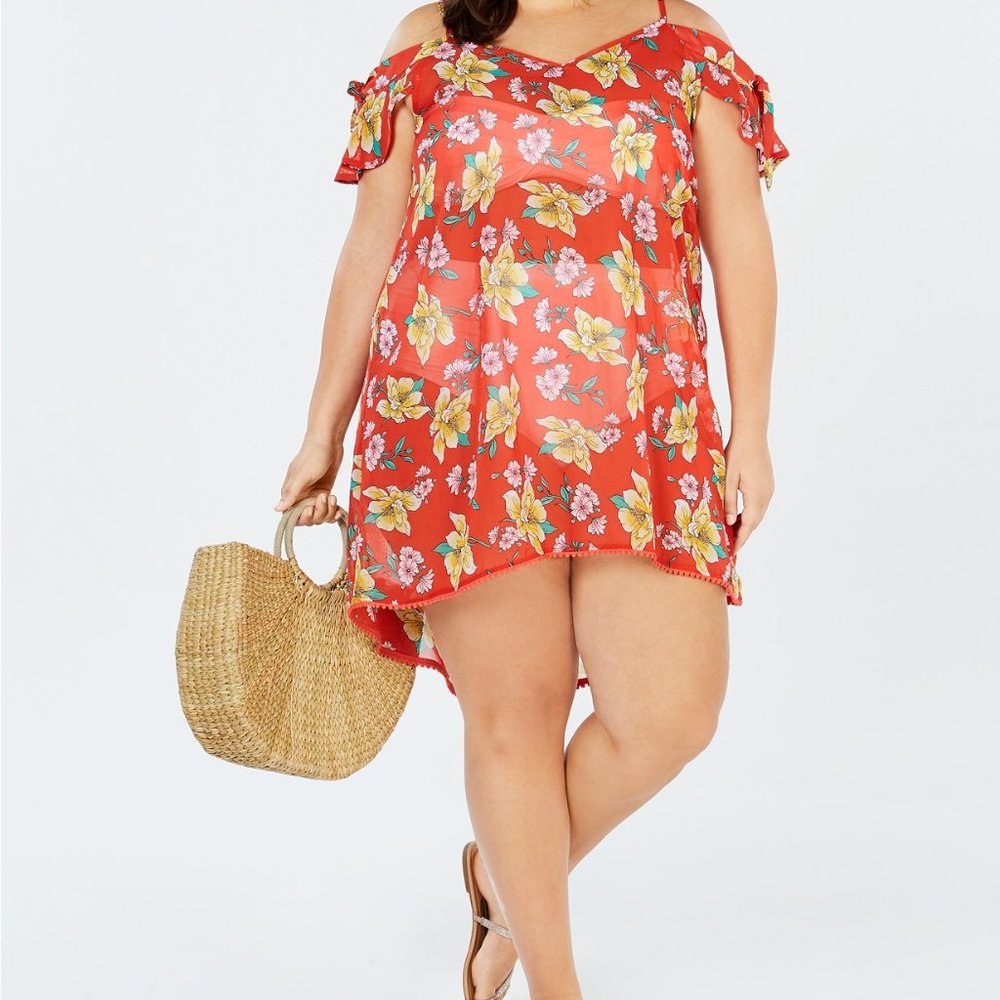 Miken Plus Size Juniors' Cold-Shoulder Cover-Up